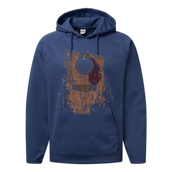 Guitar Music Musician Guitarist Distressed Acoustic Performance Fleece Hoodie