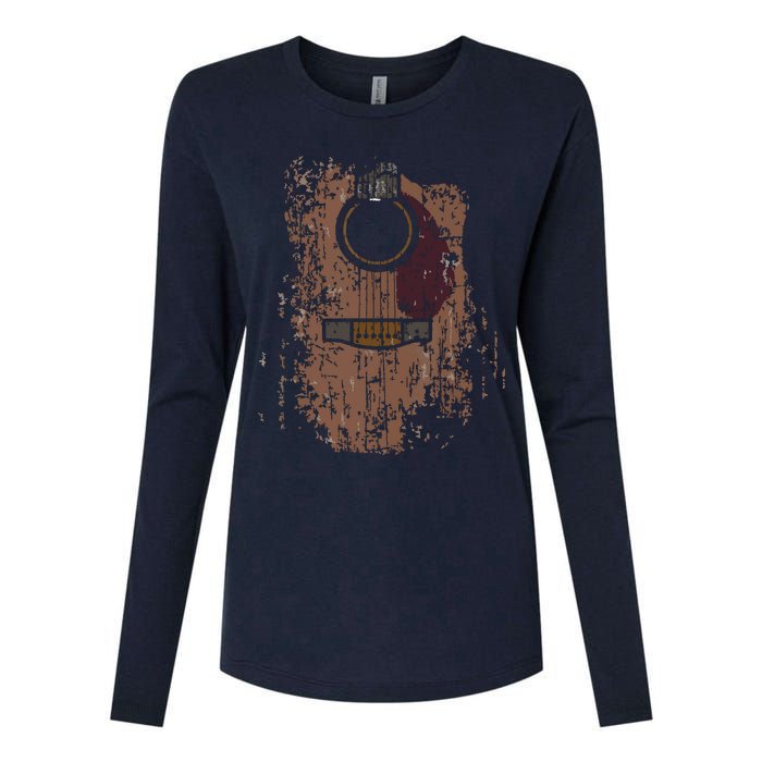 Guitar Music Musician Guitarist Distressed Acoustic Womens Cotton Relaxed Long Sleeve T-Shirt