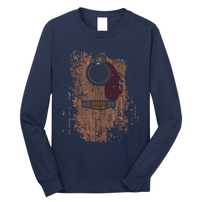 Guitar Music Musician Guitarist Distressed Acoustic Long Sleeve Shirt