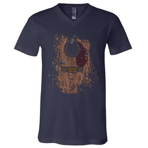 Guitar Music Musician Guitarist Distressed Acoustic V-Neck T-Shirt