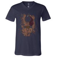 Guitar Music Musician Guitarist Distressed Acoustic V-Neck T-Shirt