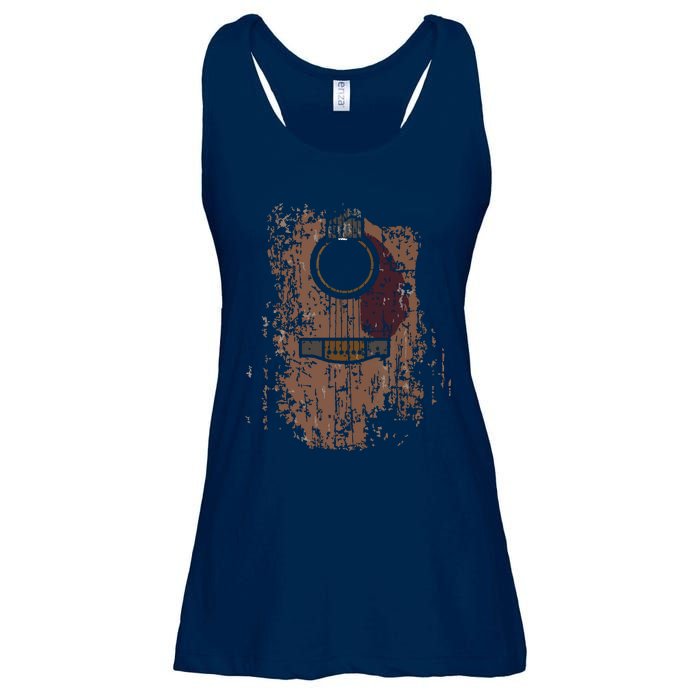 Guitar Music Musician Guitarist Distressed Acoustic Ladies Essential Flowy Tank