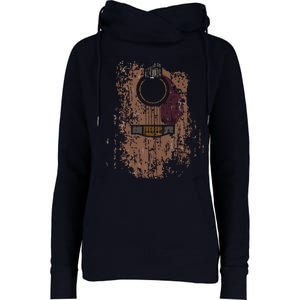 Guitar Music Musician Guitarist Distressed Acoustic Womens Funnel Neck Pullover Hood