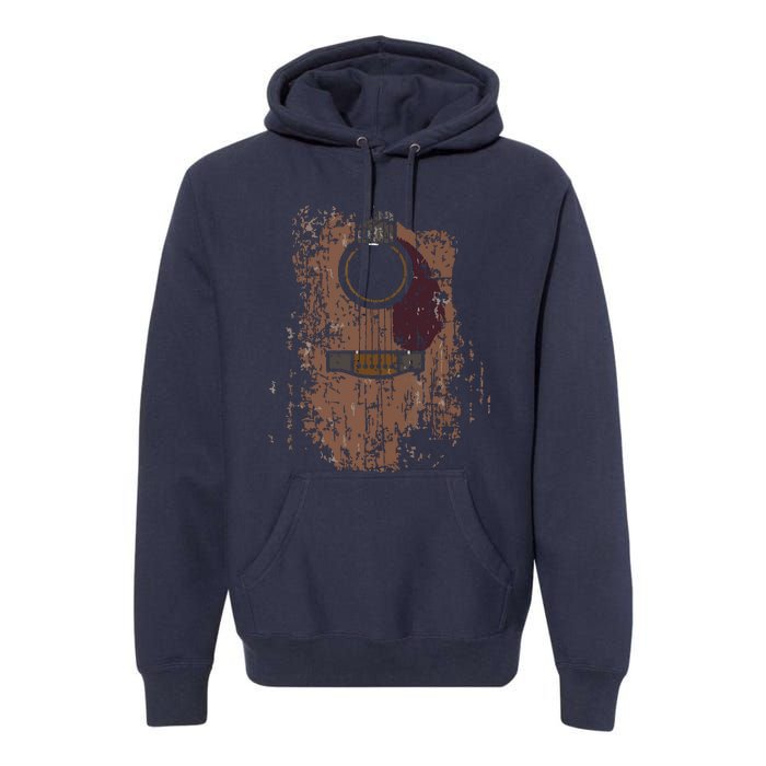 Guitar Music Musician Guitarist Distressed Acoustic Premium Hoodie