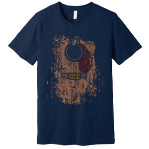 Guitar Music Musician Guitarist Distressed Acoustic Premium T-Shirt