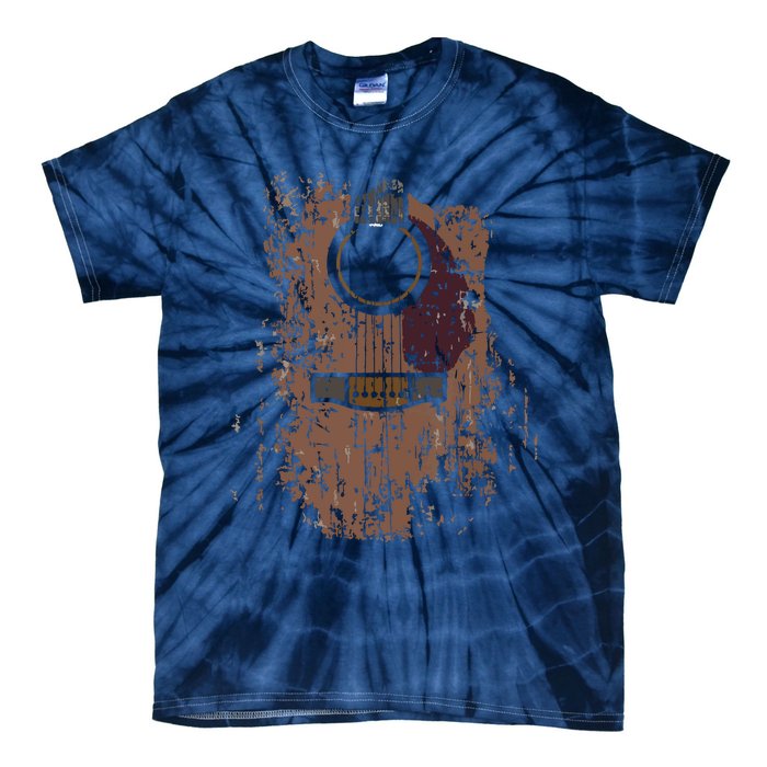 Guitar Music Musician Guitarist Distressed Acoustic Tie-Dye T-Shirt