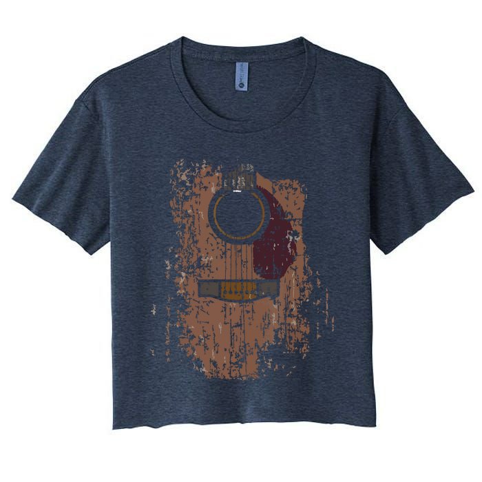 Guitar Music Musician Guitarist Distressed Acoustic Women's Crop Top Tee