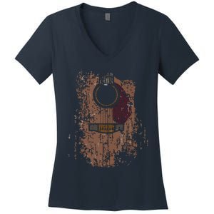 Guitar Music Musician Guitarist Distressed Acoustic Women's V-Neck T-Shirt