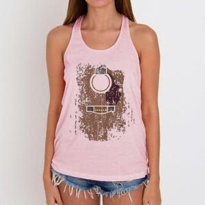 Guitar Music Musician Guitarist Distressed Acoustic Women's Knotted Racerback Tank