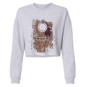 Guitar Music Musician Guitarist Distressed Acoustic Cropped Pullover Crew