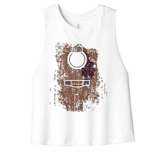 Guitar Music Musician Guitarist Distressed Acoustic Women's Racerback Cropped Tank