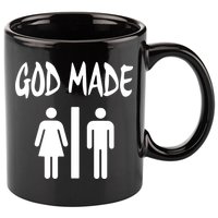 God Made Men Women Funny Christian 11oz C Handle Ceramic Mug