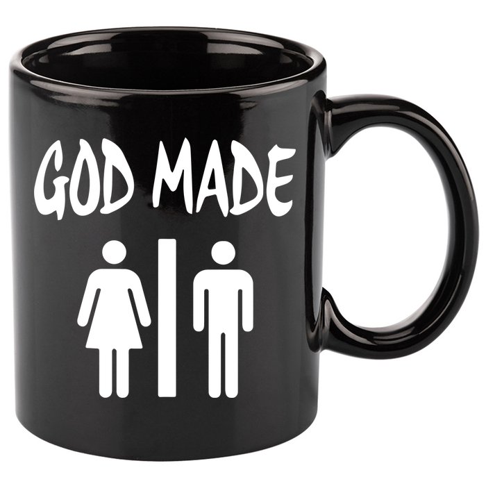 God Made Men Women Funny Christian 11oz C Handle Ceramic Mug