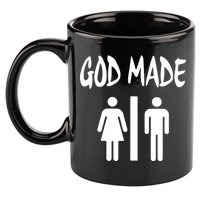God Made Men Women Funny Christian 11oz C Handle Ceramic Mug