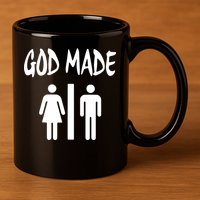 God Made Men Women Funny Christian 11oz C Handle Ceramic Mug