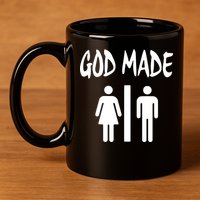 God Made Men Women Funny Christian 11oz C Handle Ceramic Mug
