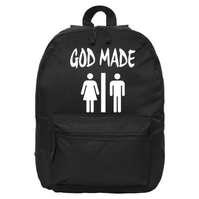 God Made Men Women Funny Christian 16 in Basic Backpack