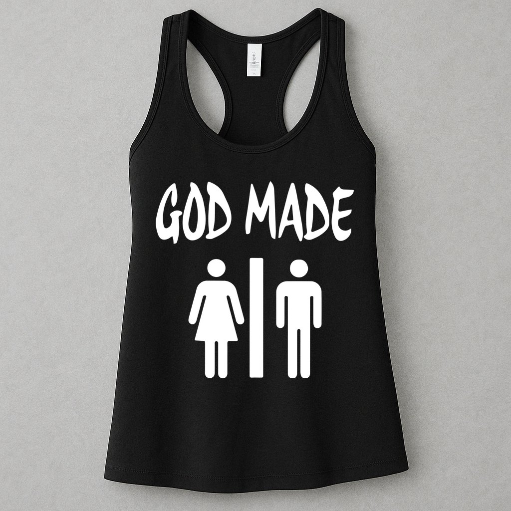 God Made Men Women Funny Christian Womens Tank Top