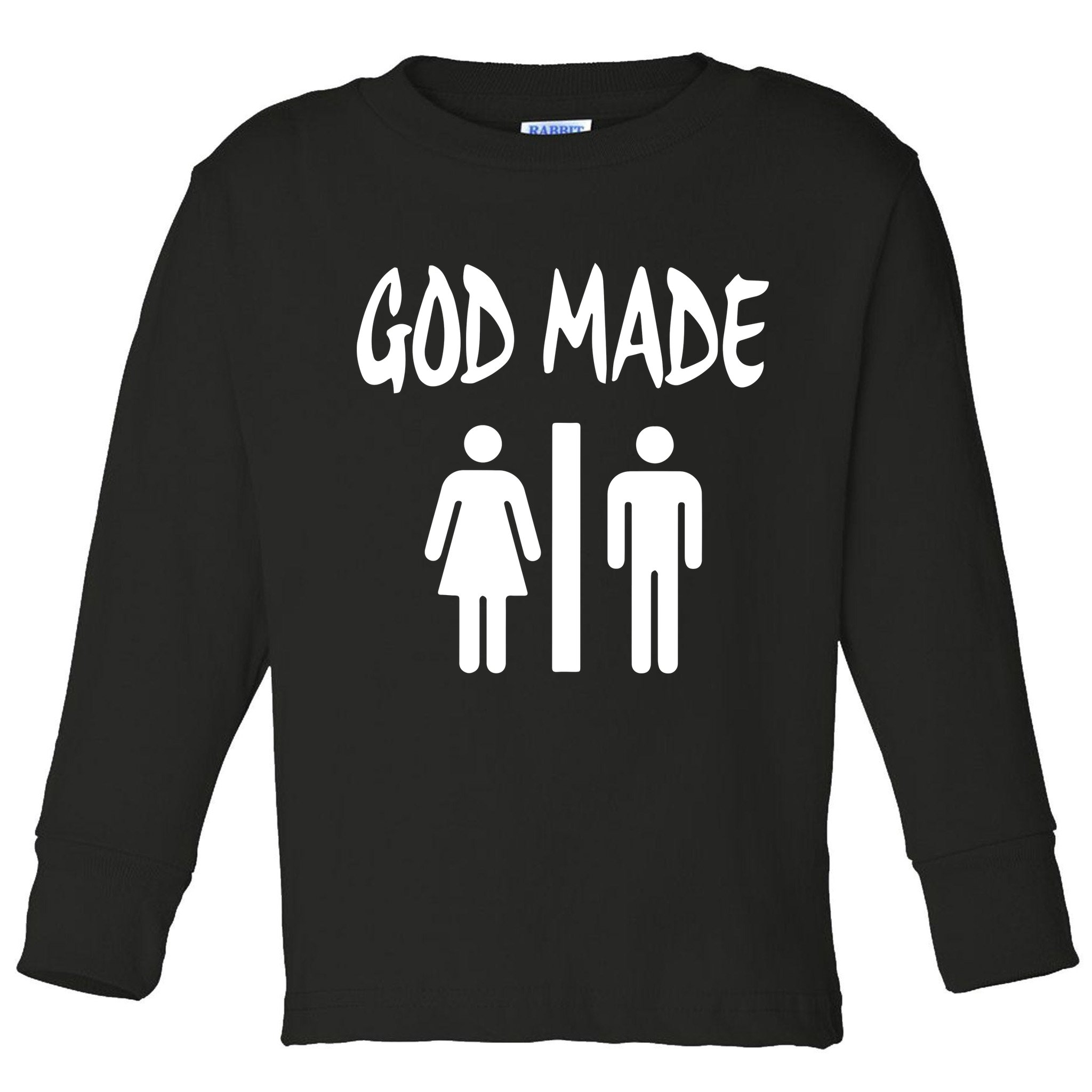 God Made Men Women Funny Christian Toddler Long Sleeve Shirt