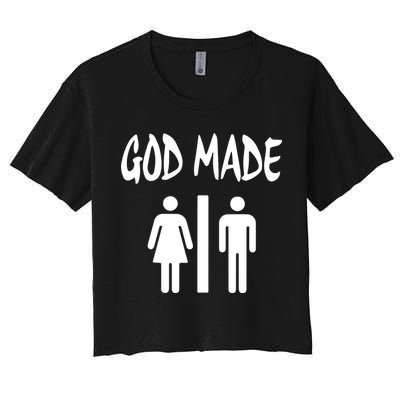 God Made Men Women Funny Christian Crop Top