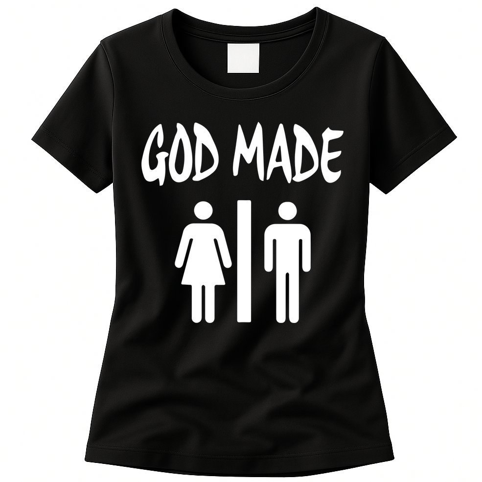 God Made Men Women Funny Christian Womens T-Shirt
