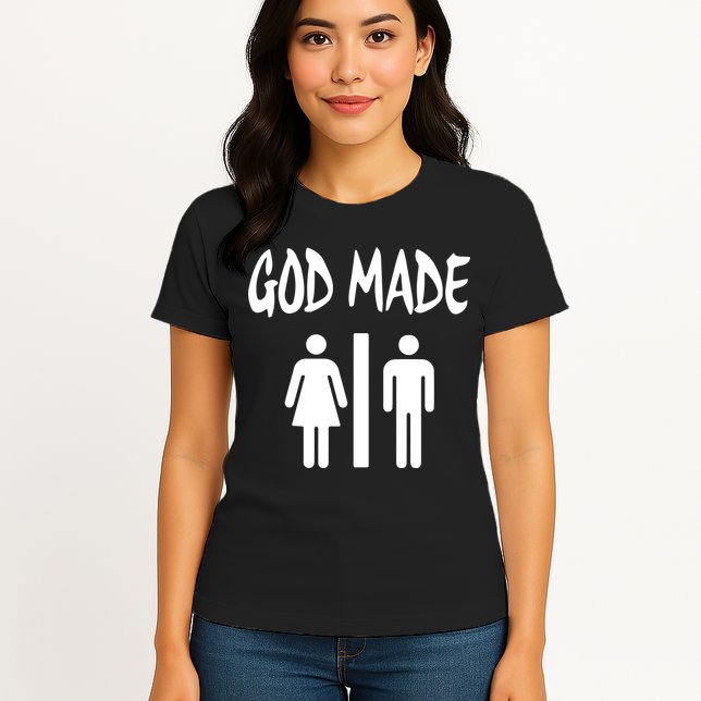God Made Men Women Funny Christian Womens T-Shirt