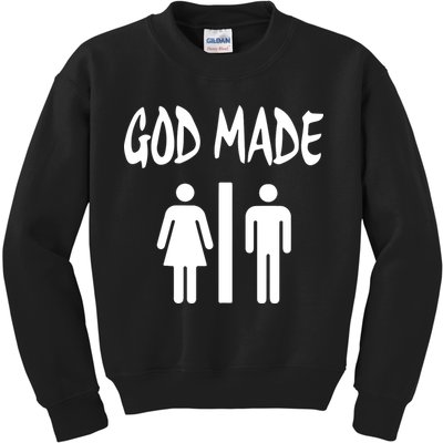 God Made Men Women Funny Christian Kids Sweatshirt