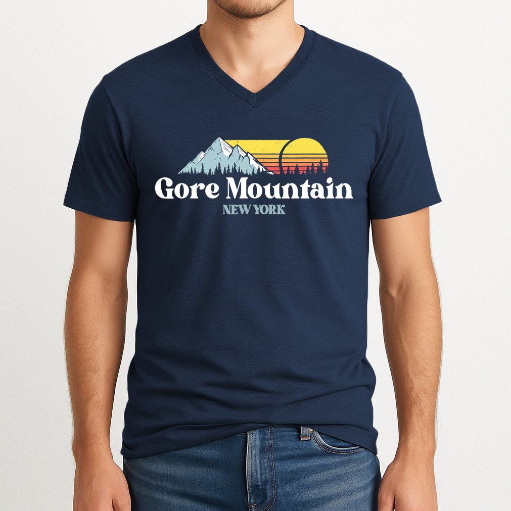 Gore Mountain, NEW YORK, Snow Ski Snowboard Skiing Location V-Neck T-Shirt