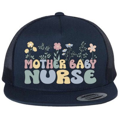 Groovy Mother Nurse Flowers Postpartum Nurse Gift Flat Bill Trucker Hat