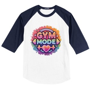 Gym Mode Neon Fitness Design For Gymer Fitness Gym Life Baseball Sleeve Shirt