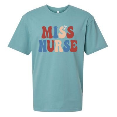 Groovy Miss Nurse 4th Of July Usa America Patriotic American Gift Sueded Cloud Jersey T-Shirt