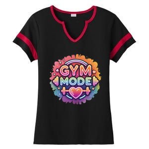 Gym Mode Neon Fitness Design For Gymer Fitness Gym Life Ladies Halftime Notch Neck Tee