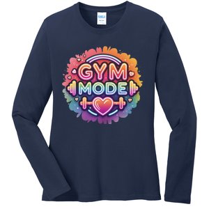 Gym Mode Neon Fitness Design For Gymer Fitness Gym Life Ladies Long Sleeve Shirt