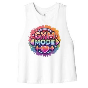 Gym Mode Neon Fitness Design For Gymer Fitness Gym Life Women's Racerback Cropped Tank