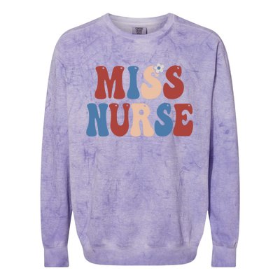 Groovy Miss Nurse 4th Of July Usa America Patriotic American Gift Colorblast Crewneck Sweatshirt