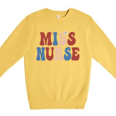 Groovy Miss Nurse 4th Of July Usa America Patriotic American Gift Premium Crewneck Sweatshirt