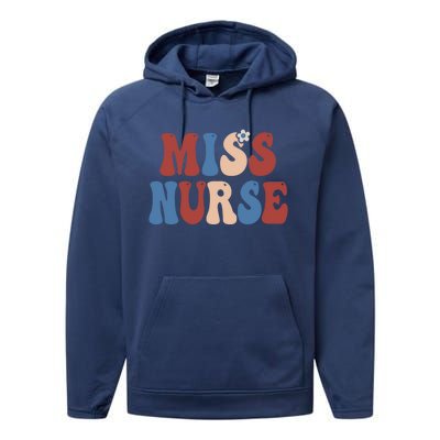 Groovy Miss Nurse 4th Of July Usa America Patriotic American Gift Performance Fleece Hoodie