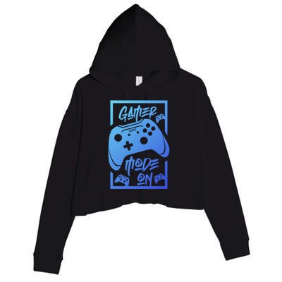 Gamer Mode On! Funny Gift Crop Fleece Hoodie