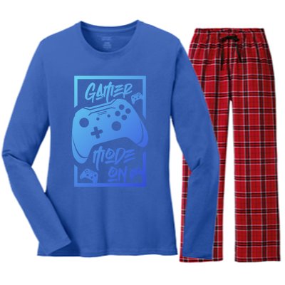 Gamer Mode On! Funny Gift Women's Long Sleeve Flannel Pajama Set 