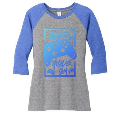 Gamer Mode On! Funny Gift Women's Tri-Blend 3/4-Sleeve Raglan Shirt