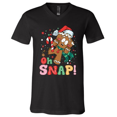 Gingerbread Man Oh Snap Christmas Funny Cookie Baking Xmas V-Neck T-Shirt