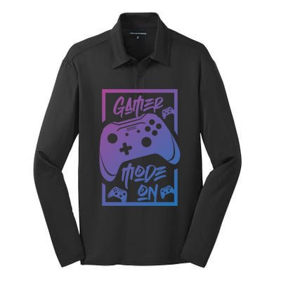 Gamer Mode On! Funny Gift Silk Touch Performance Long Sleeve Polo