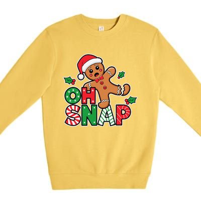 Gingerbread Man Oh Snap Christmas Funny Cookie Baking Premium Crewneck Sweatshirt