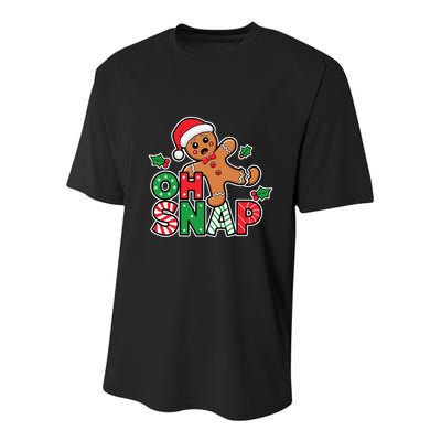 Gingerbread Man Oh Snap Christmas Funny Cookie Baking Youth Performance Sprint T-Shirt