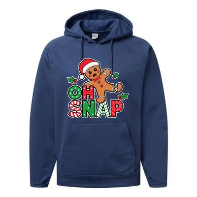 Gingerbread Man Oh Snap Christmas Funny Cookie Baking Performance Fleece Hoodie