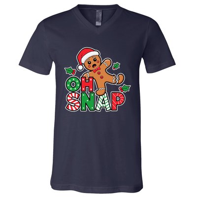 Gingerbread Man Oh Snap Christmas Funny Cookie Baking V-Neck T-Shirt