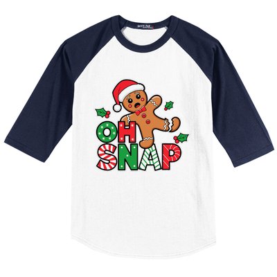 Gingerbread Man Oh Snap Christmas Funny Cookie Baking Baseball Sleeve Shirt