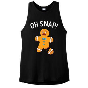 Gingerbread Man Oh Snap Christmas Funny Cookie Baking Gift Short Sleeve Ladies PosiCharge Tri-Blend Wicking Tank