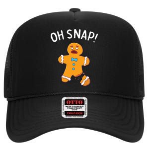 Gingerbread Man Oh Snap Christmas Funny Cookie Baking Gift Short Sleeve High Crown Mesh Back Trucker Hat