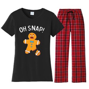 Gingerbread Man Oh Snap Christmas Funny Cookie Baking Gift Short Sleeve Women's Flannel Pajama Set